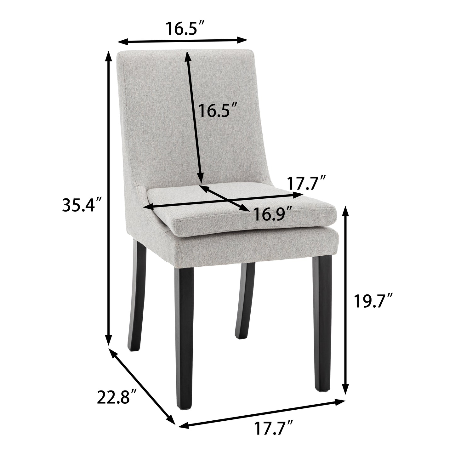 Serenita Mid-Century Modern Upholstered Fabric Dining Chair Set of 2 Light Gray