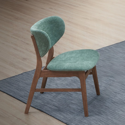 Green and Walnut Padded Side Chair Set of 2