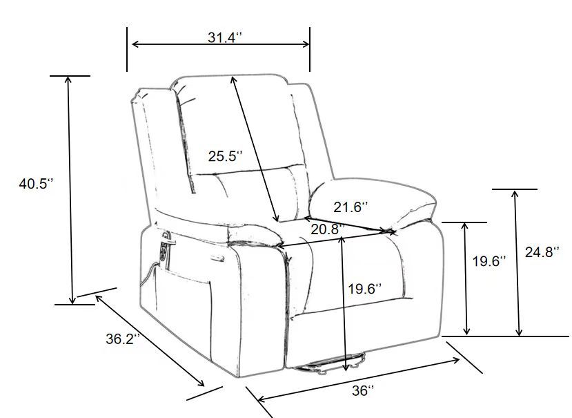 Elgen Power Lift Recliner with Massage & Heat, Light Gray