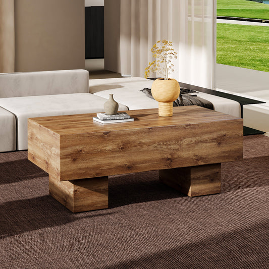 Darth Modern Rectangular Coffee Table with Chunky Legs