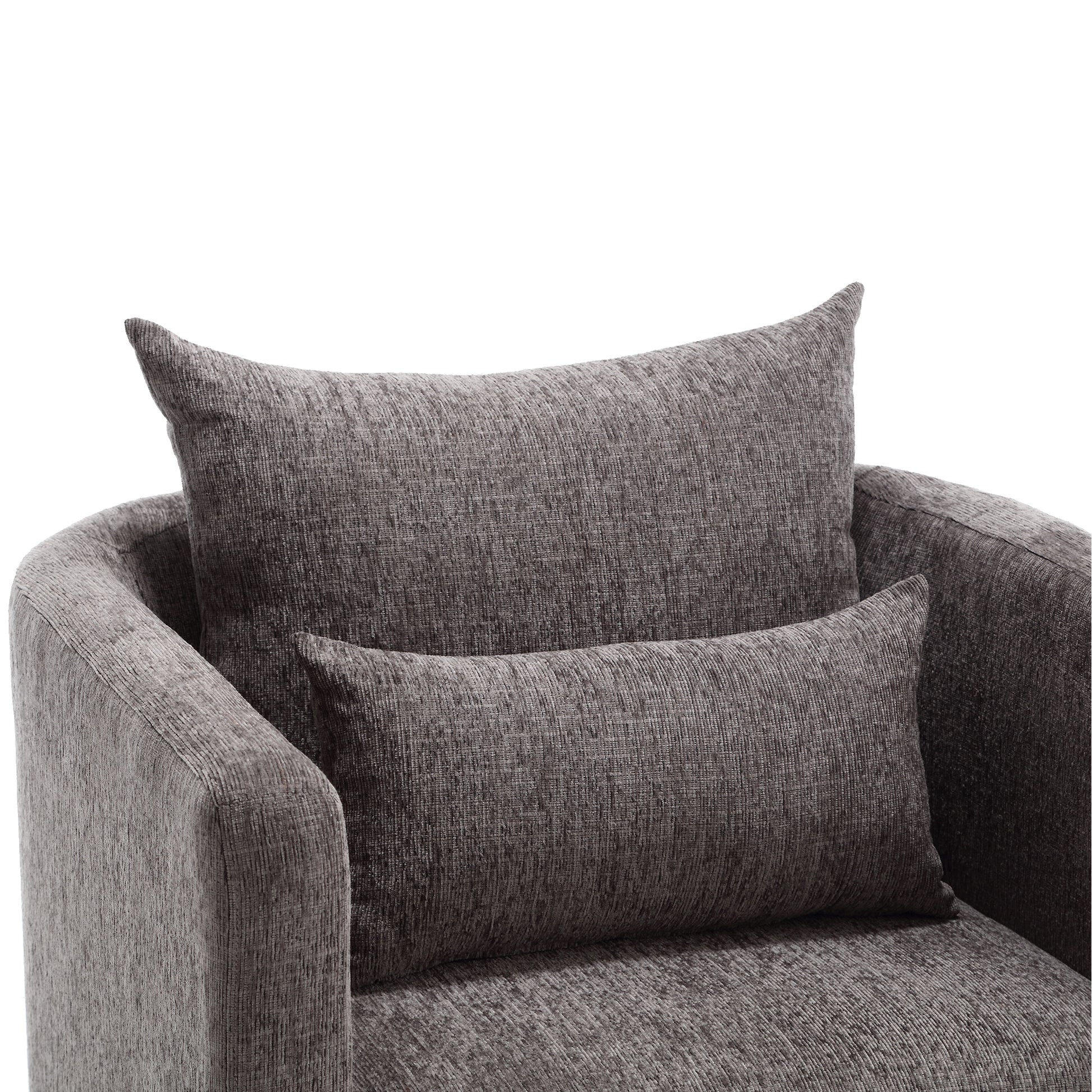 Coolmore Ultimate Comfort 360° Swivel Dark Gray Chenille Barrel Chair for Any Space