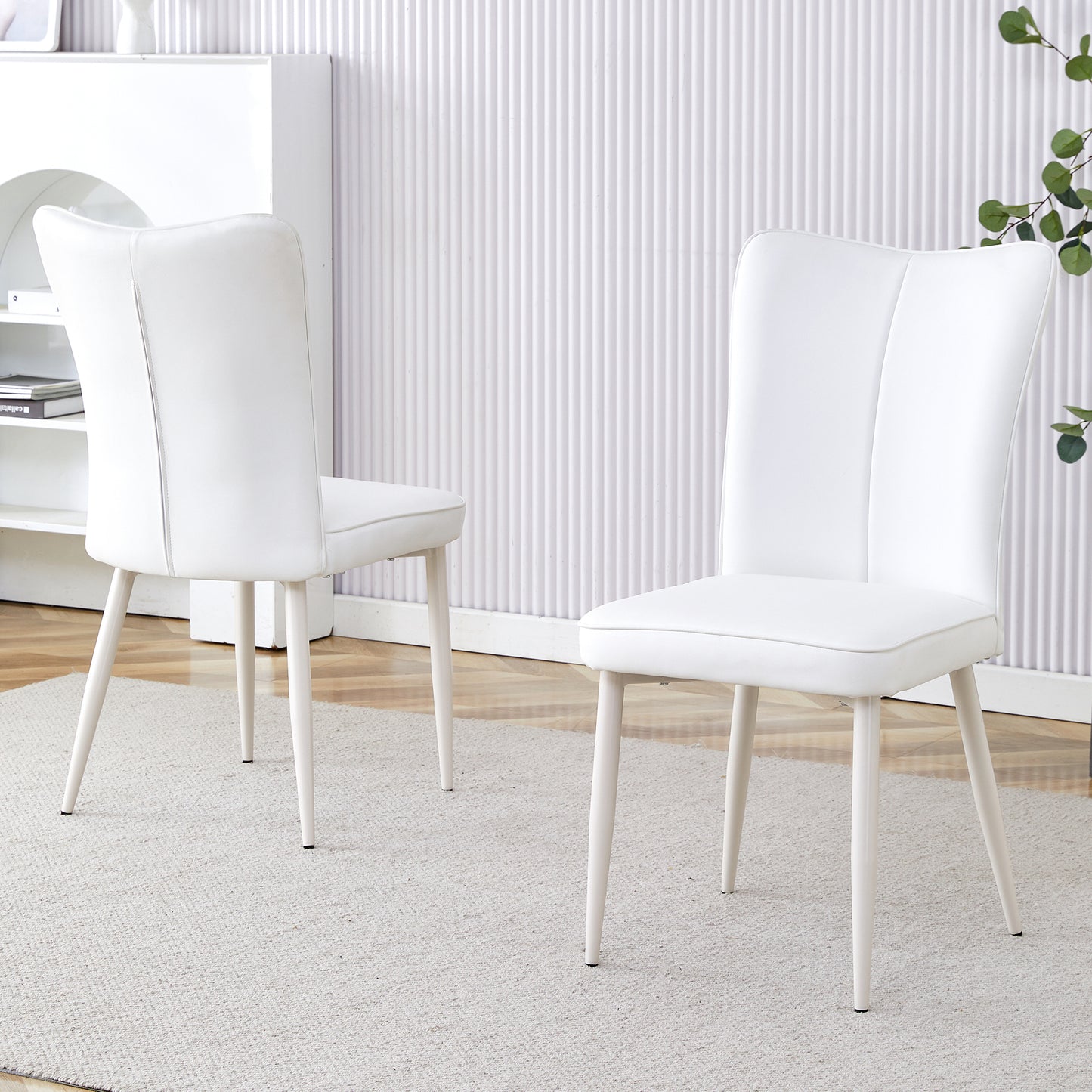 Ashley Modern Minimalist PU Leather Side Chairs Set of 2 , White