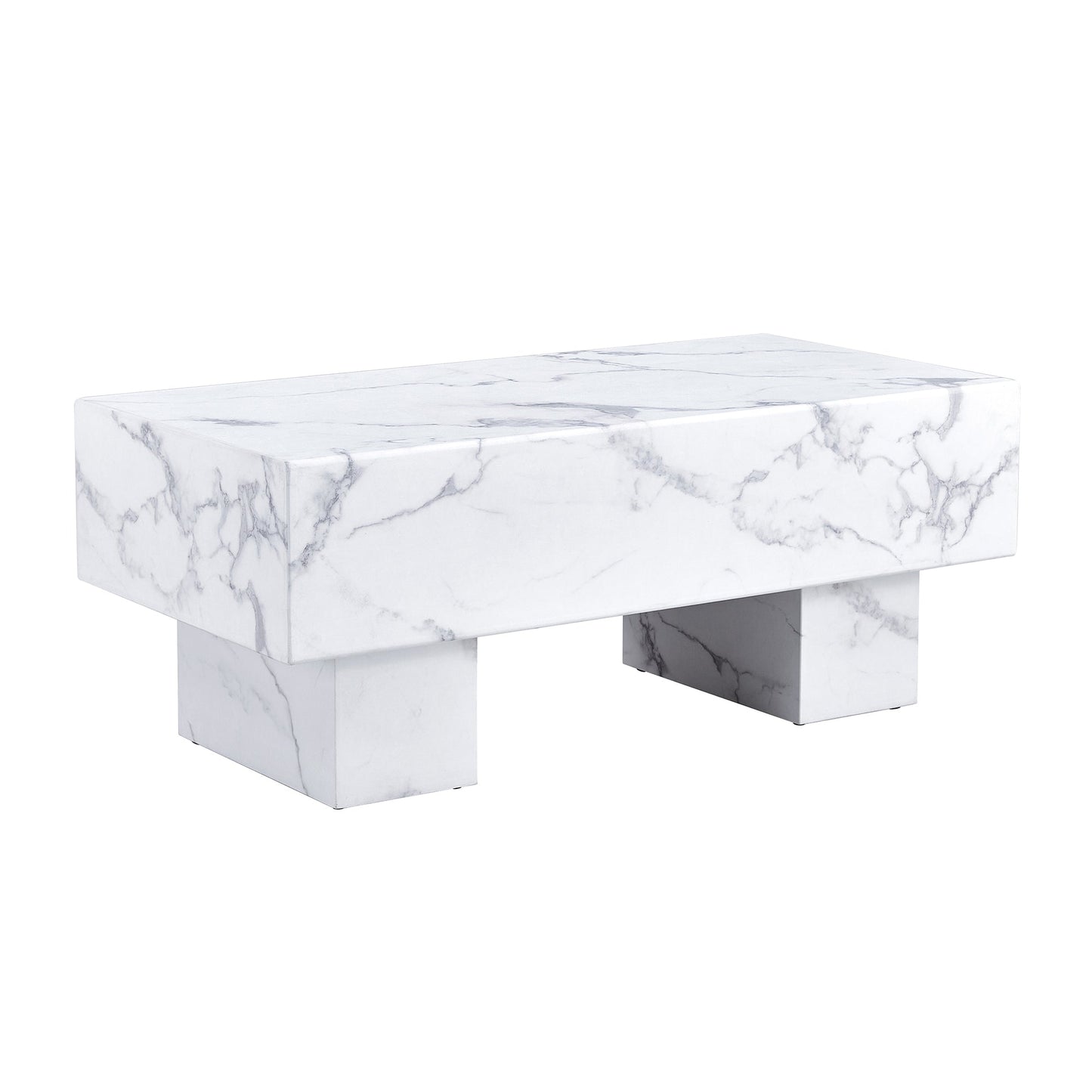 Darth Contemporary Faux Marble Coffee Table in White & Gray