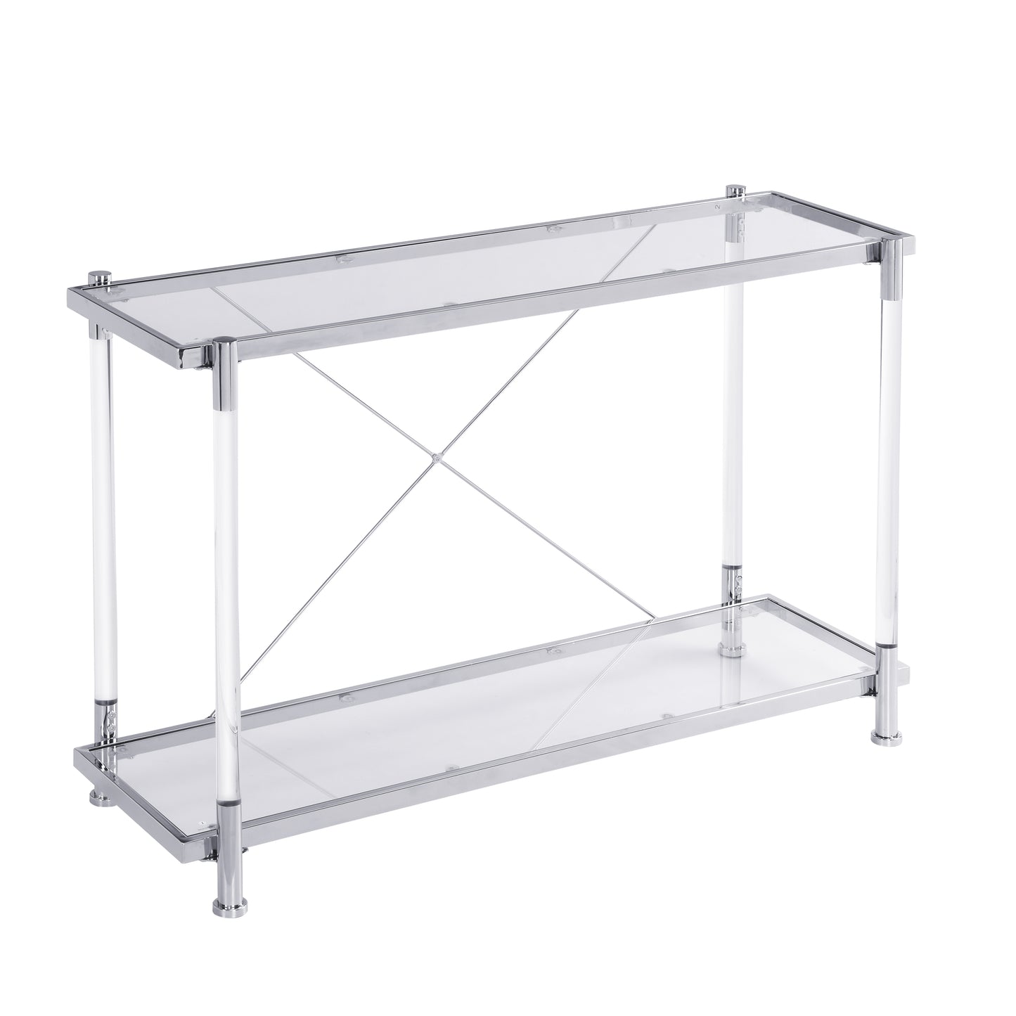 Hesper 43.31'' Chrome Glass Sofa Table, Acrylic Side Table, Console Table