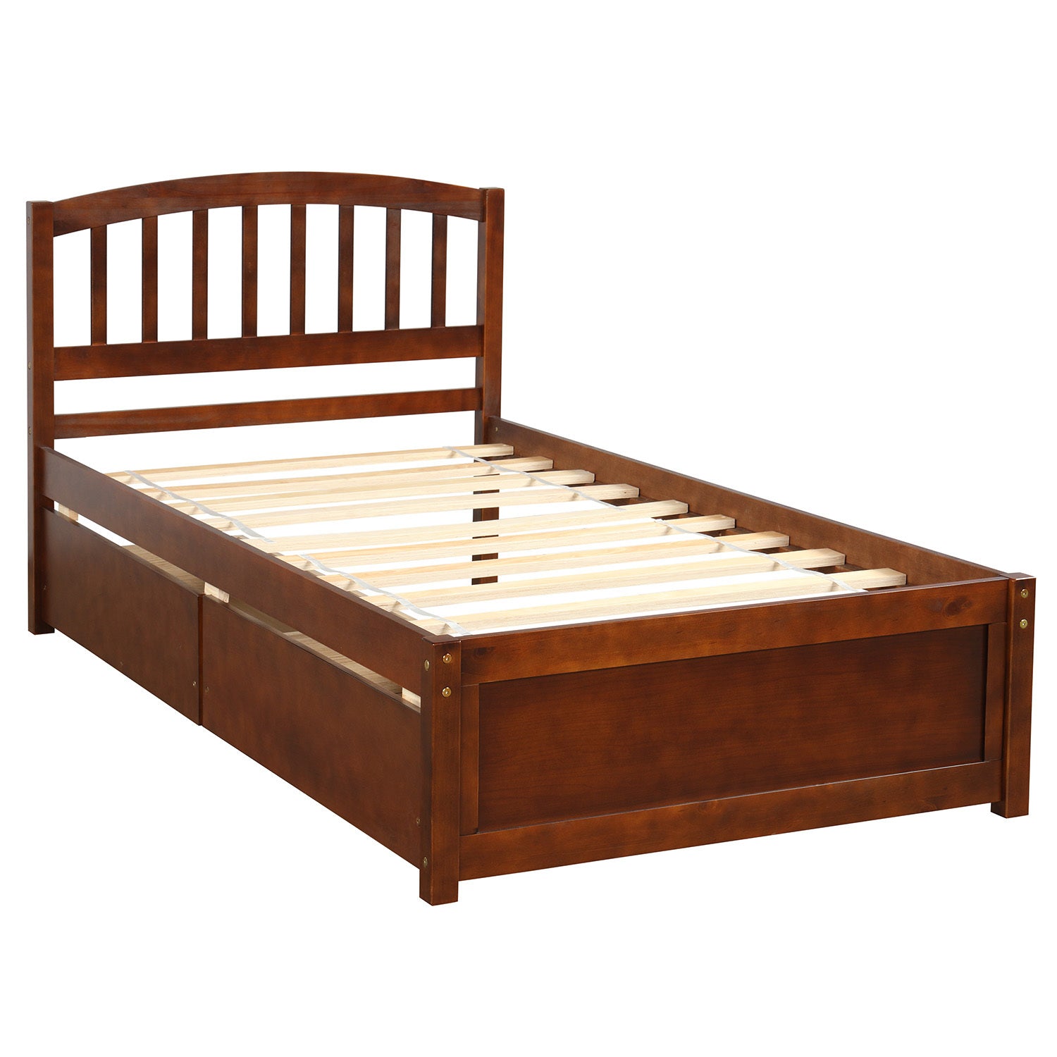 Salem Twin Platform Bed with 2-storage Drawers, Walnut