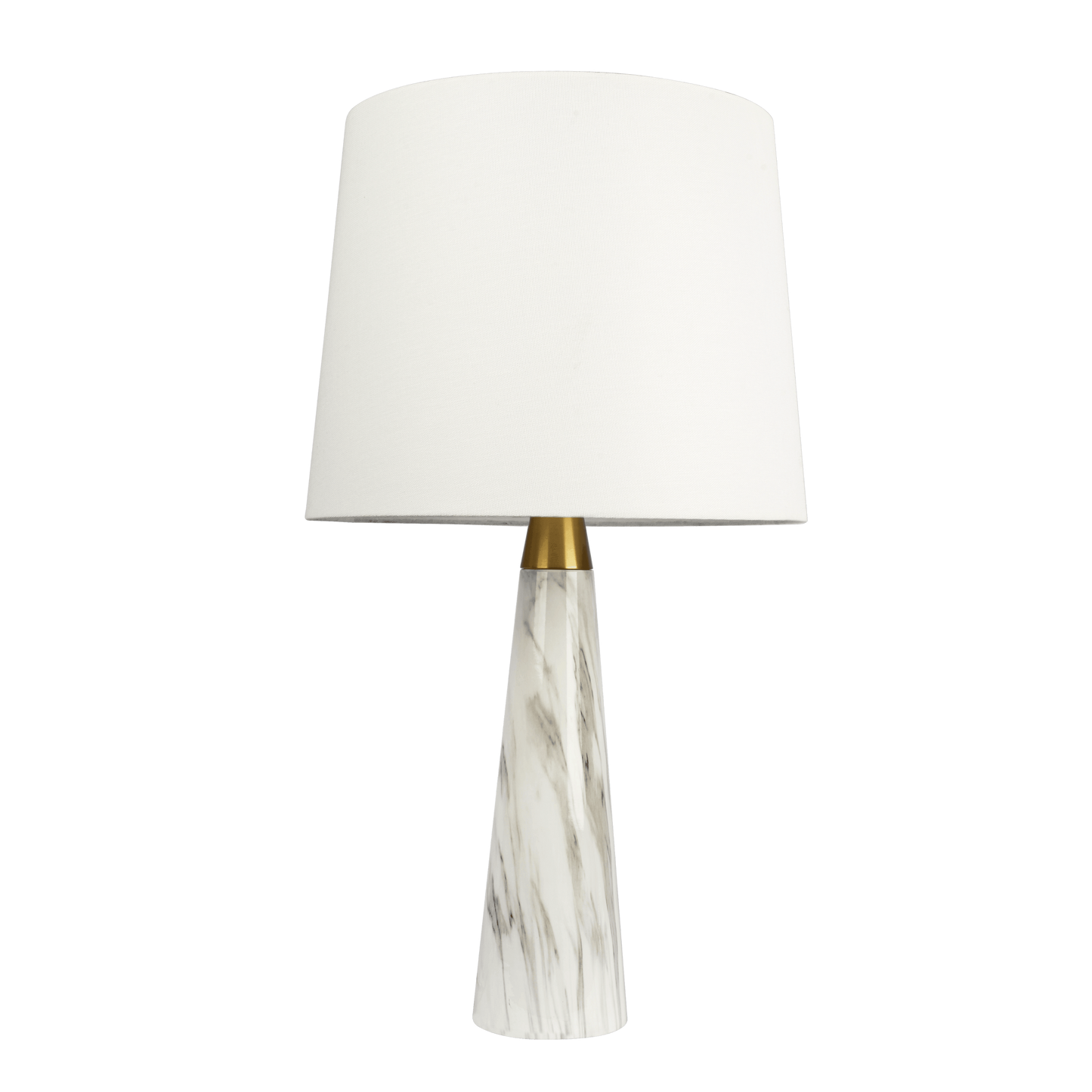 Enclave Hydro White Table Lamp with On/Off Switch Faux Marble Base Fabric Shade