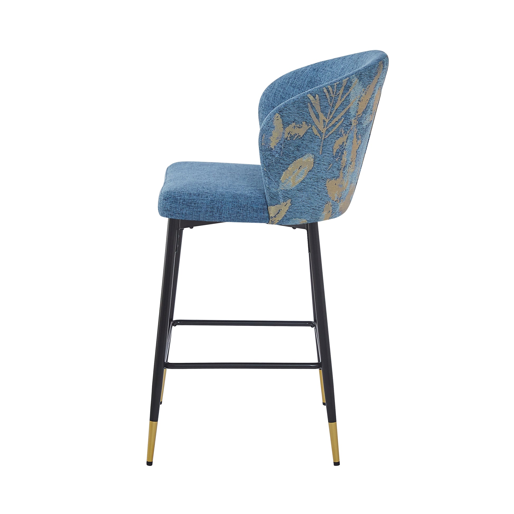 Evadne 28' Jacquard Print Bar Stools Set of 2 Blue