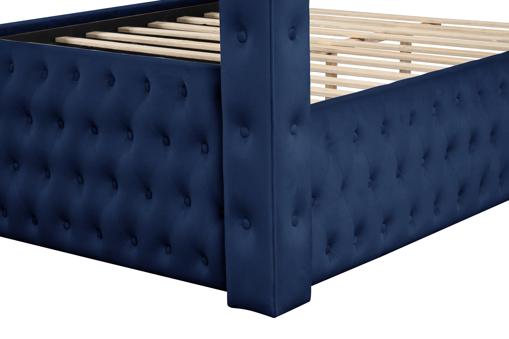 Nora Modern Luxury Velvet Canopy Bed, Blue