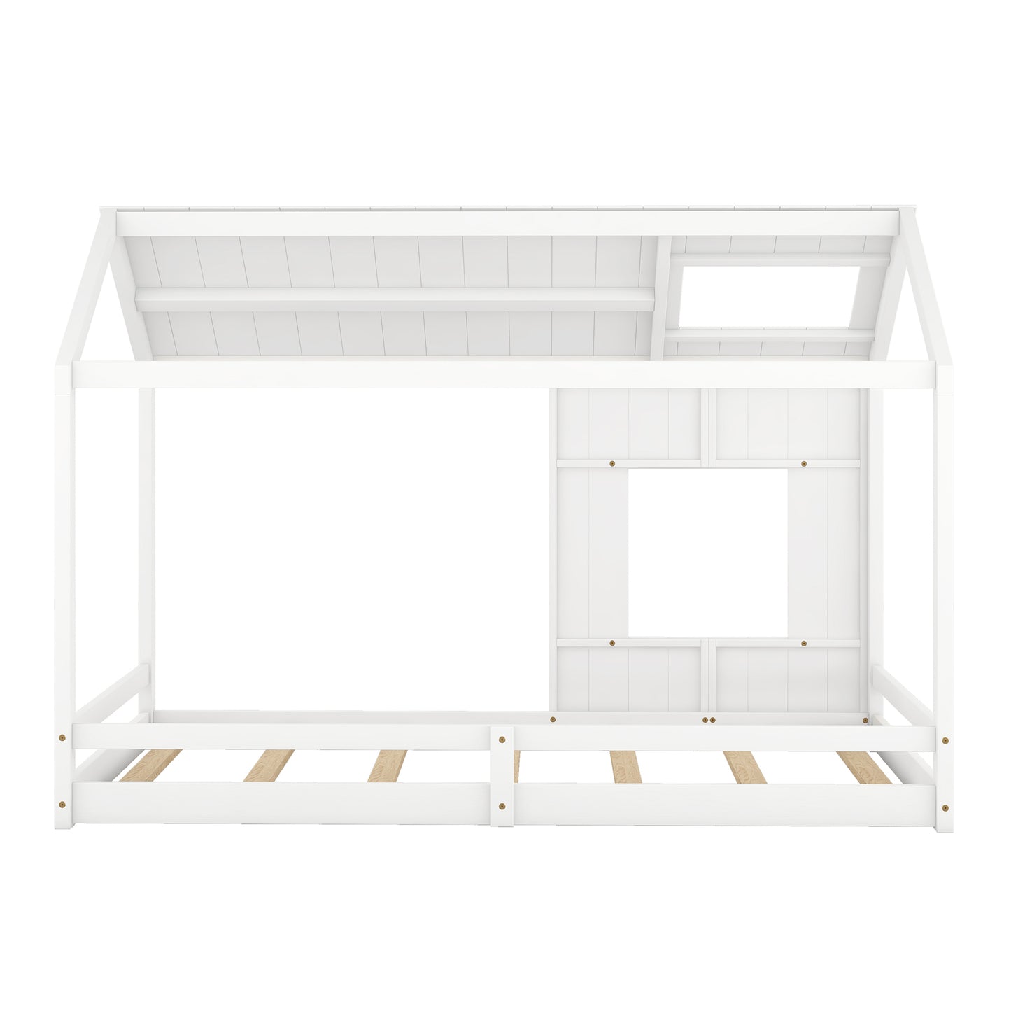 Twin Size House Bed with Roof and Window - White Old SKU: WF296897AAK