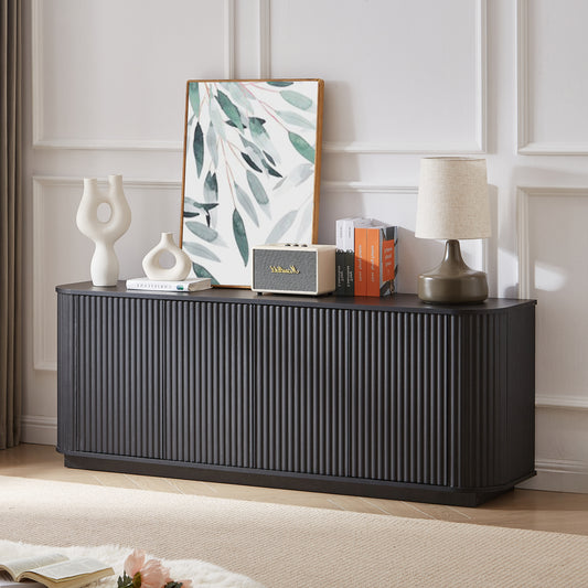 Juniper Modern Wave Pattern Sideboard Cabinet, Black