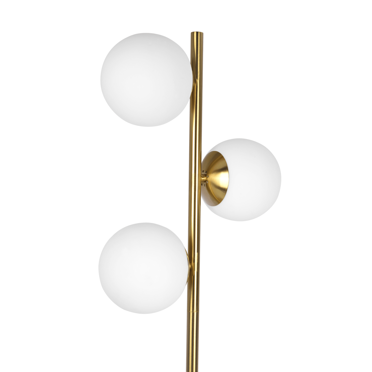 Brilliance Modern Gold Brush Floor Lamp, Opal Glass Shades and Round Metal Base