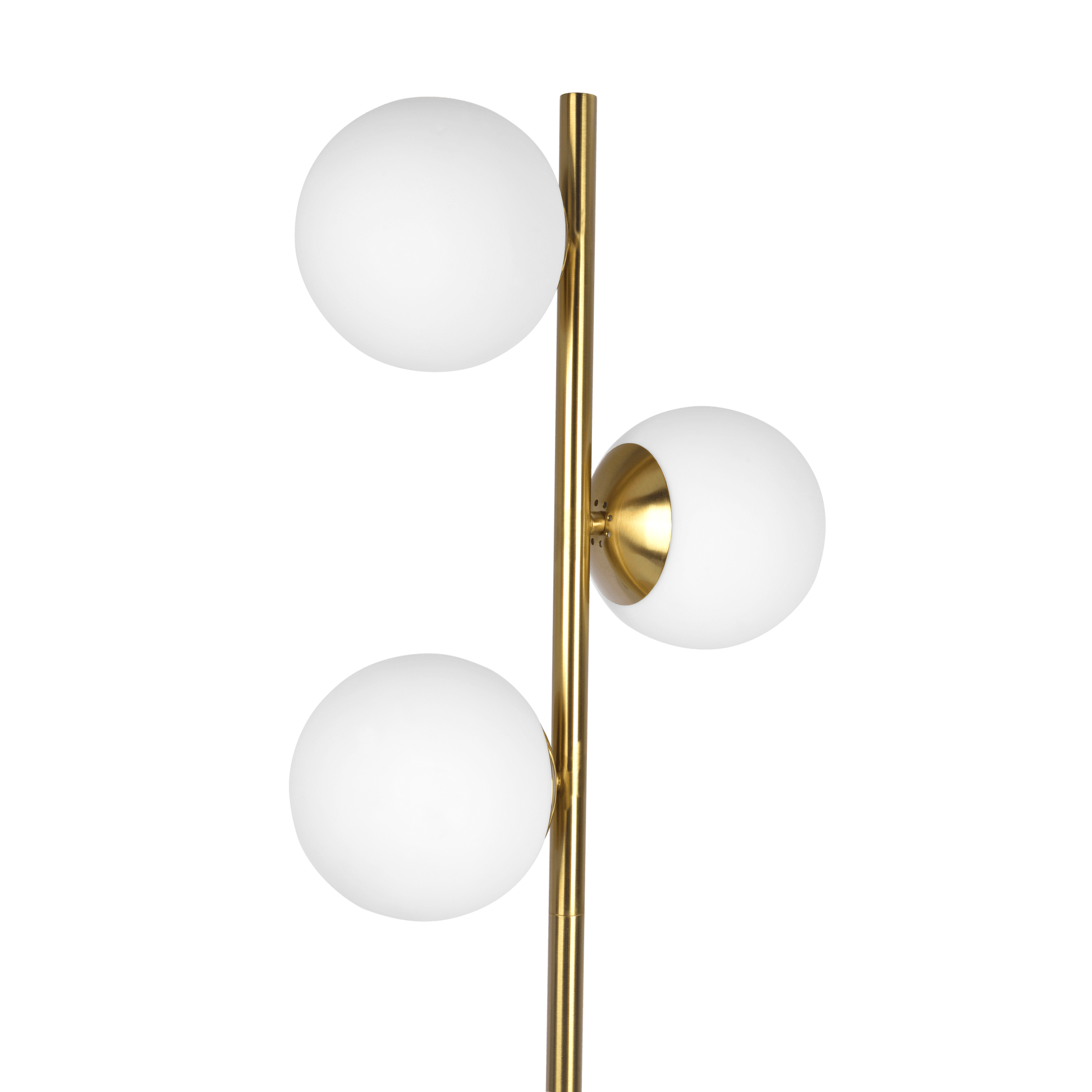 Brilliance Modern Gold Brush Floor Lamp, Opal Glass Shades and Round Metal Base