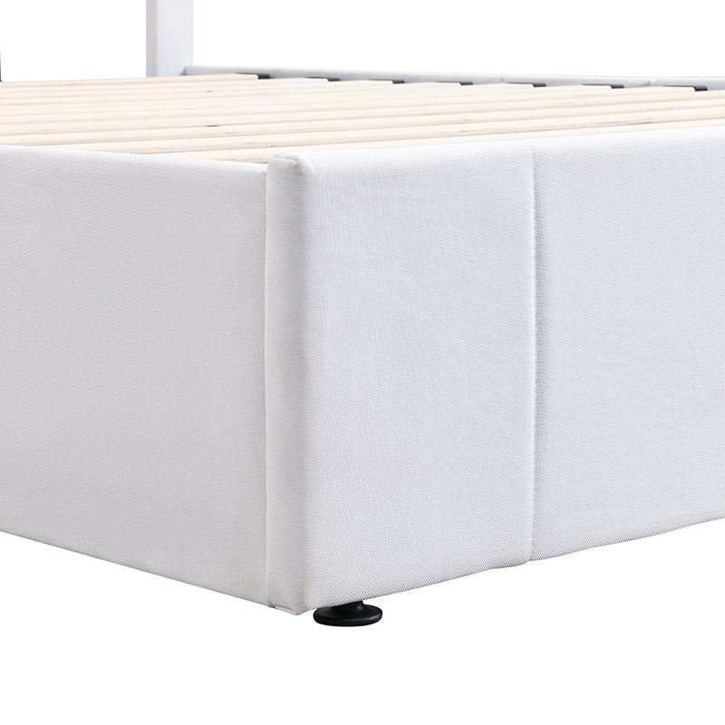 Destiny Full size Upholstered Platform bed with a Hydraulic Storage System - White