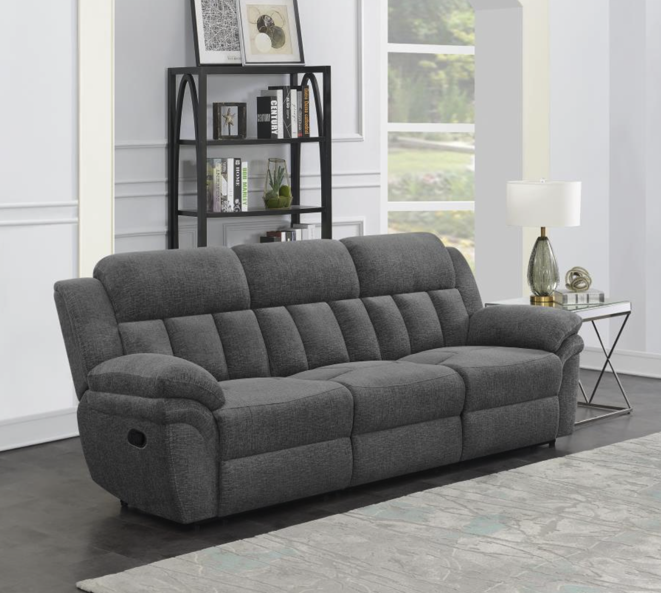 Bahrain Upholstered Motion Living Room Set - Charcoal