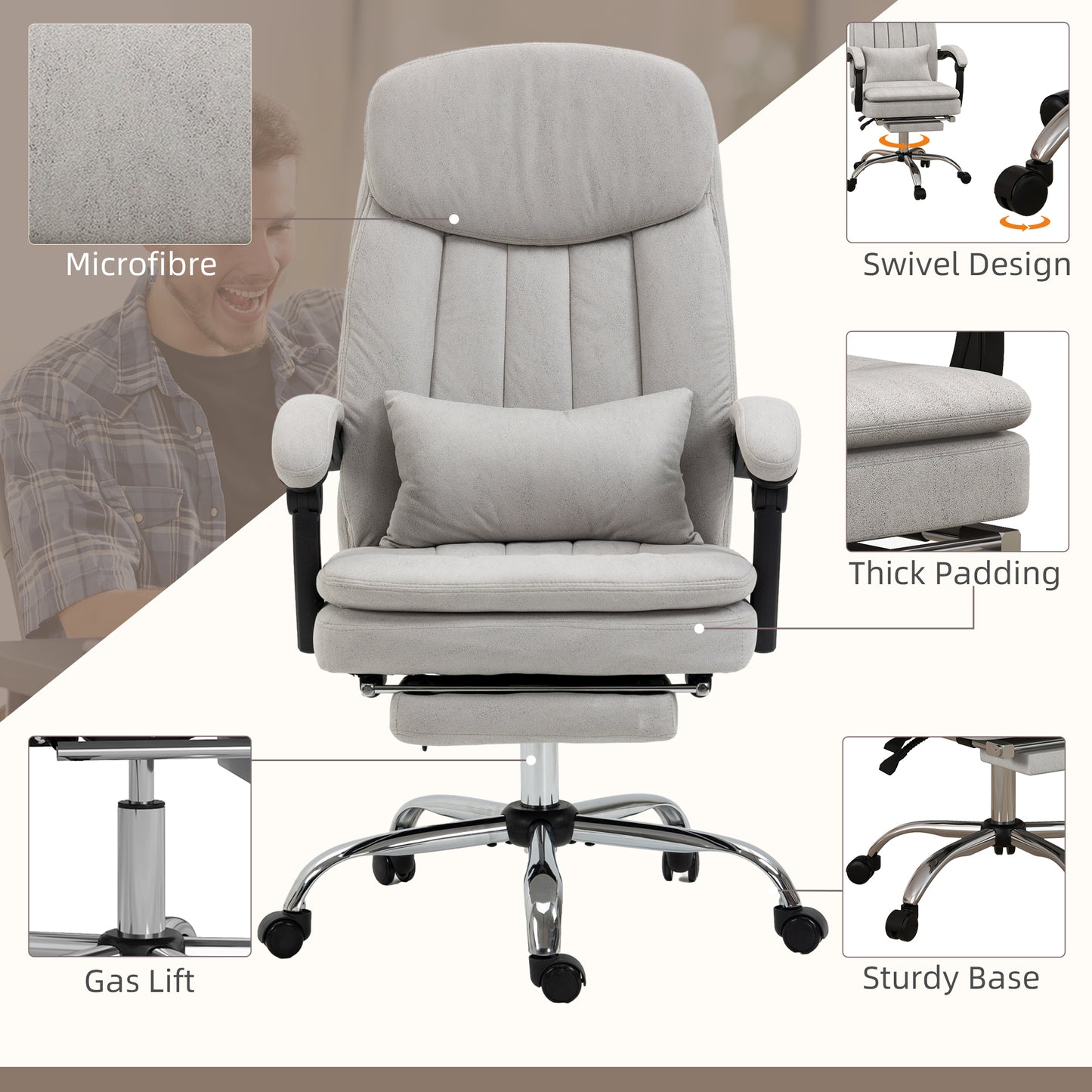 Persimmon Light Gray Microfiber Executive Office Chair