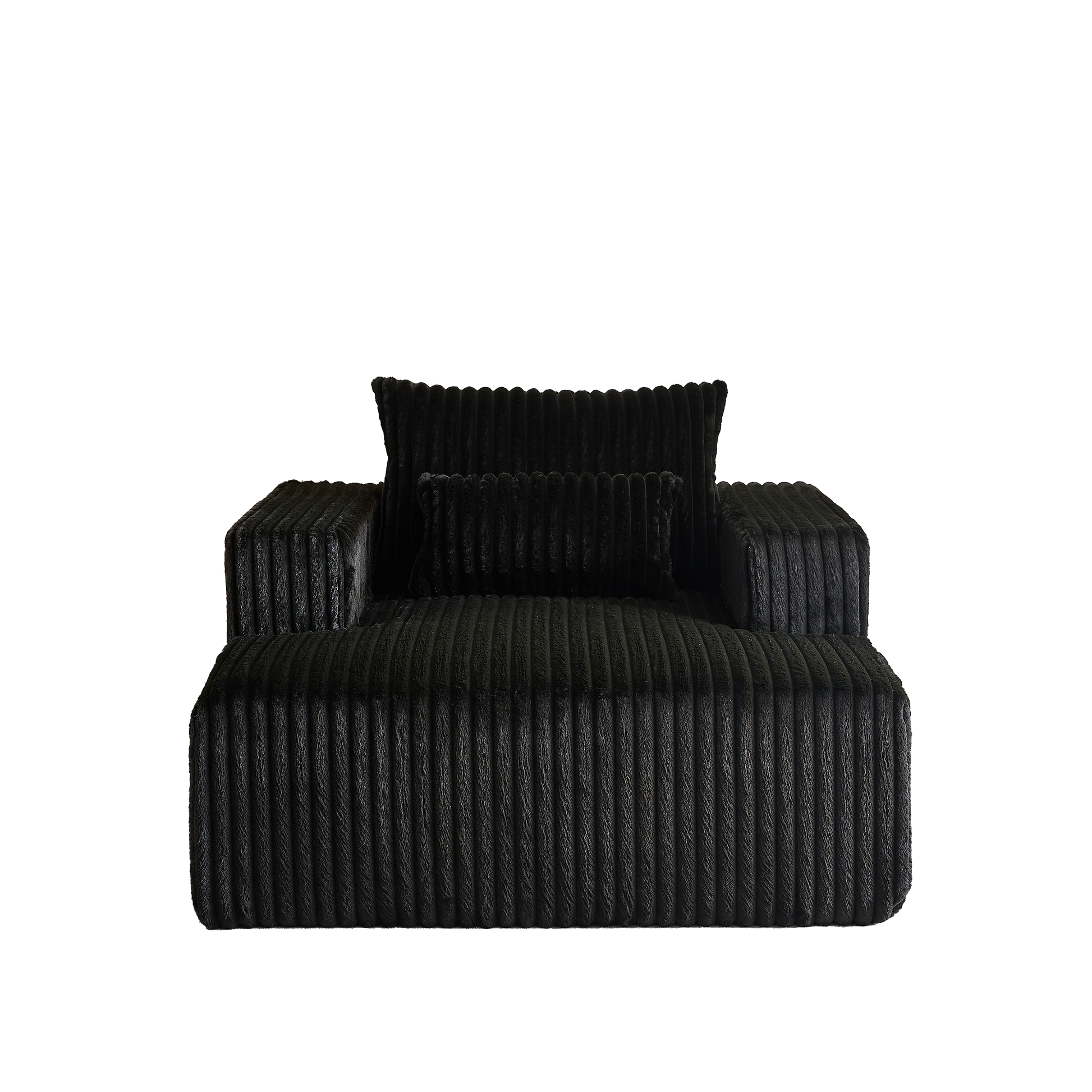 Pelton 62.5" Corduroy Upholstered Chaise Lounge, Black