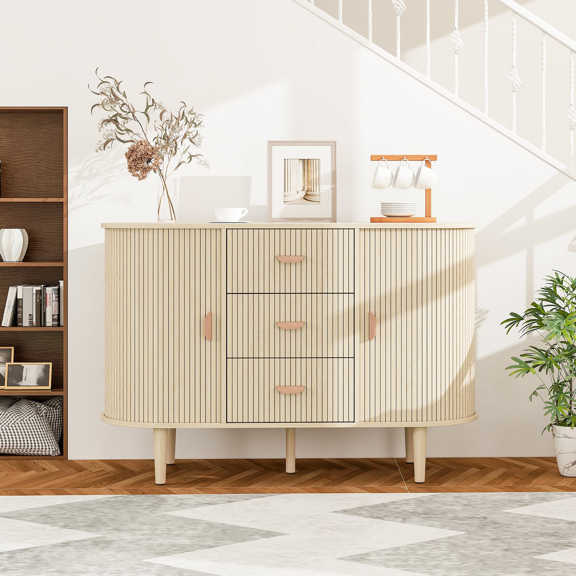 Braxton II Modern 3-drawer, 2-door Sideboard Cabinet, Natural