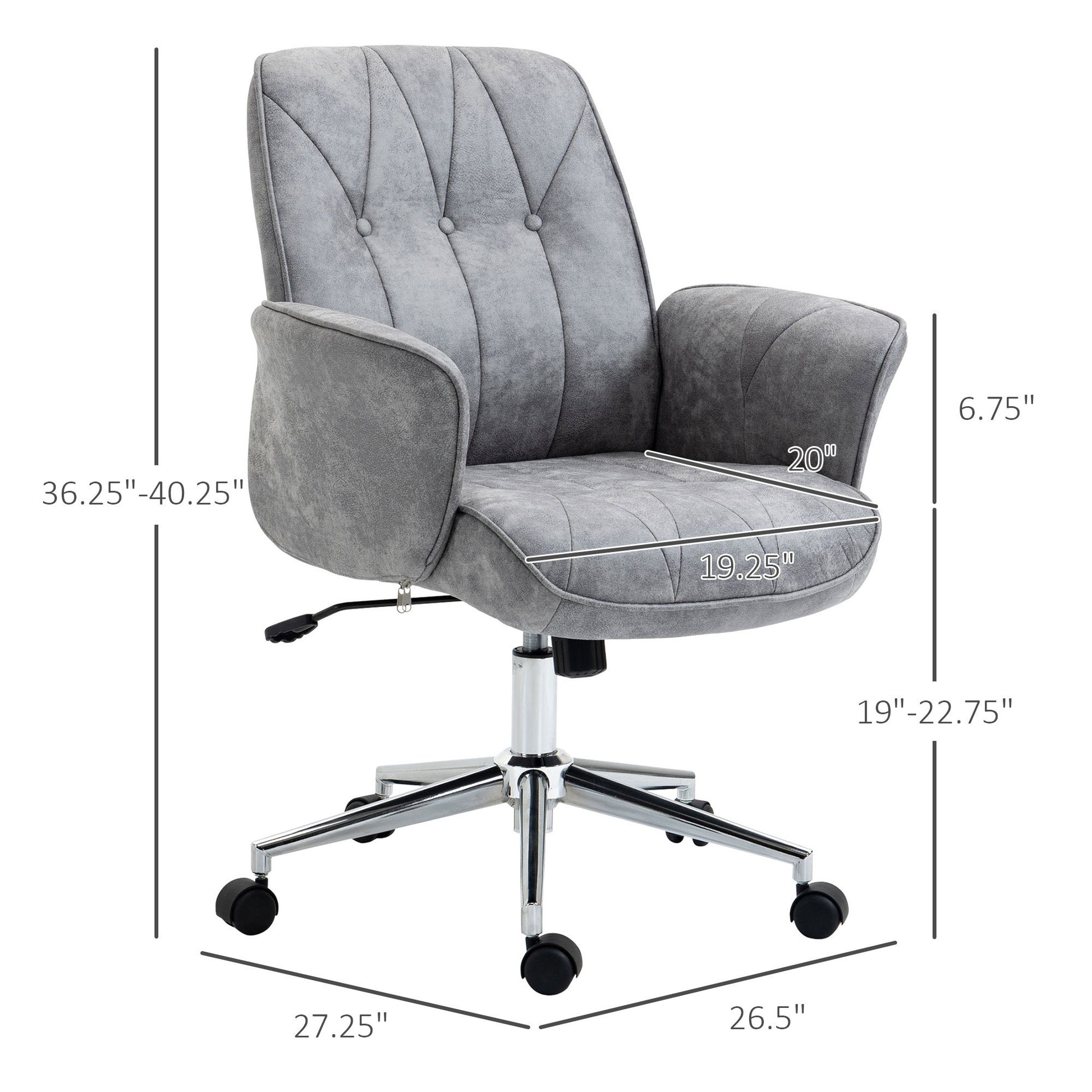 Mandalay Microfiber Office Chair, Light Gray