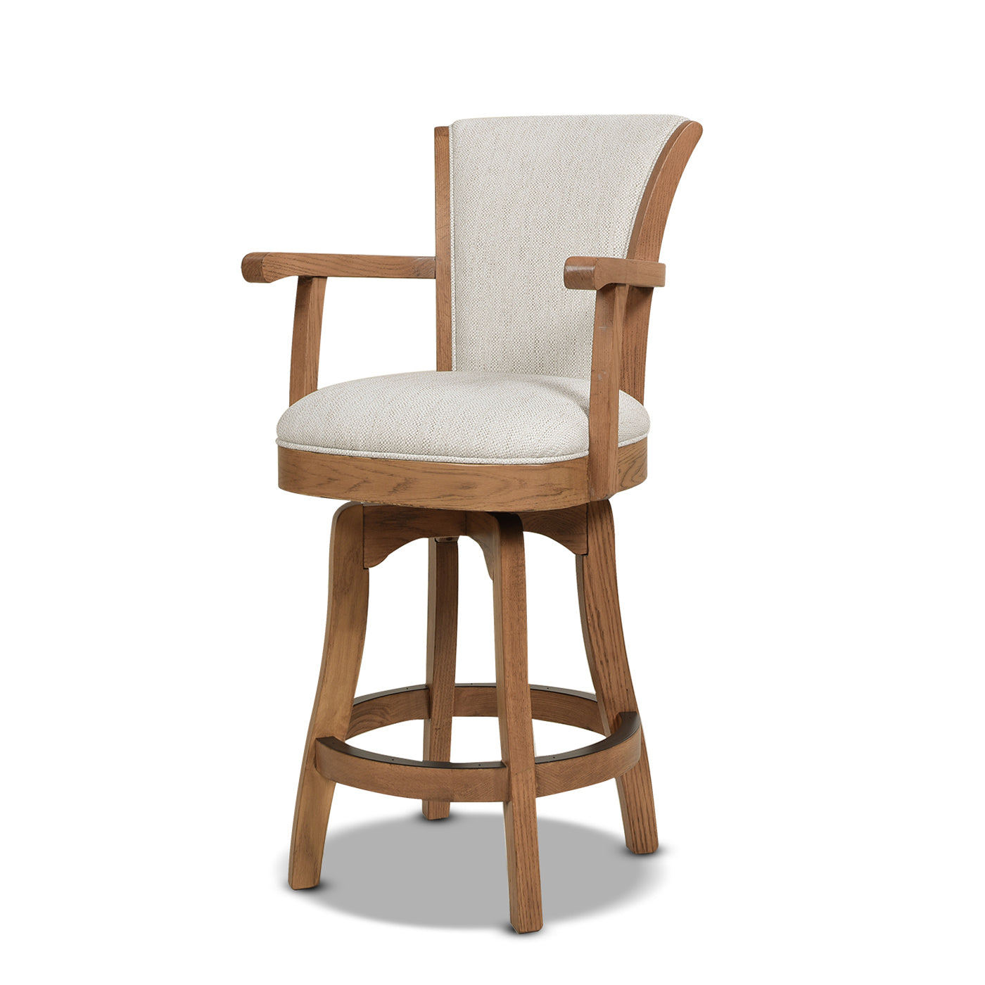 Galatea 27in Swivel Counter Height Bar Stool, White Pepper Stain Resistant High Performance Polyester