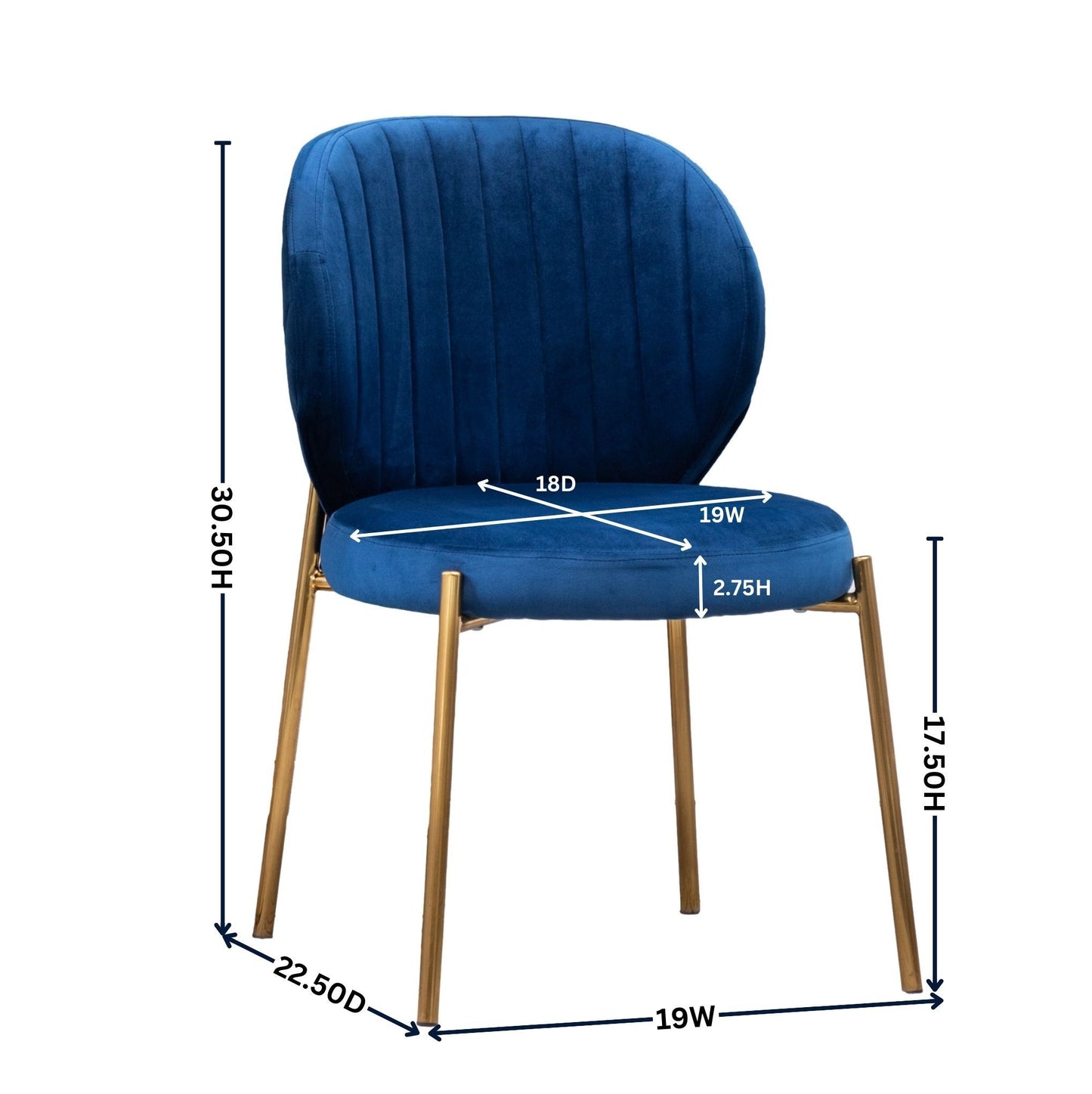 Amoa Contemporary Velvet Upholstery Dining Chair, Blue