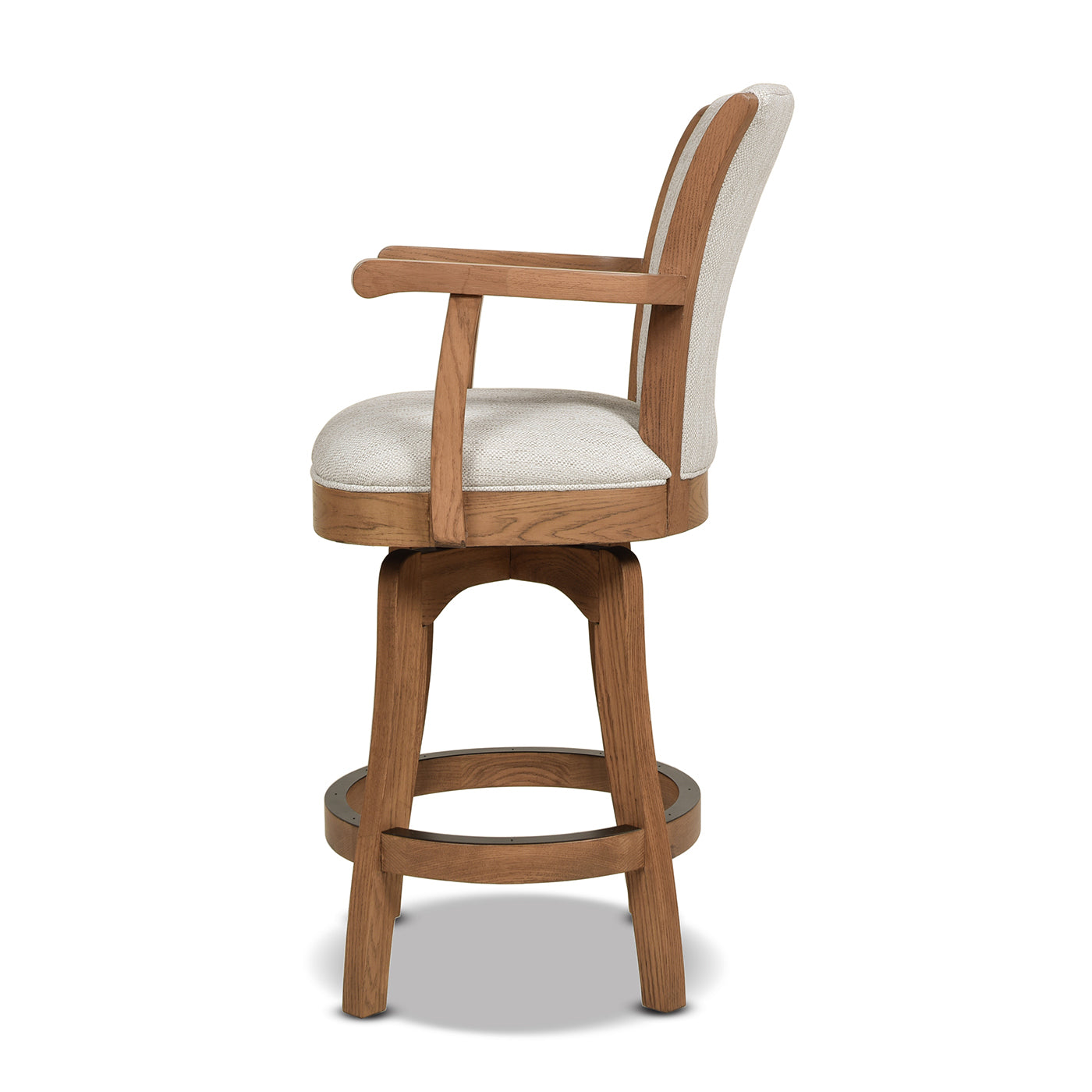 Galatea 27in Swivel Counter Height Bar Stool, White Pepper Stain Resistant High Performance Polyester