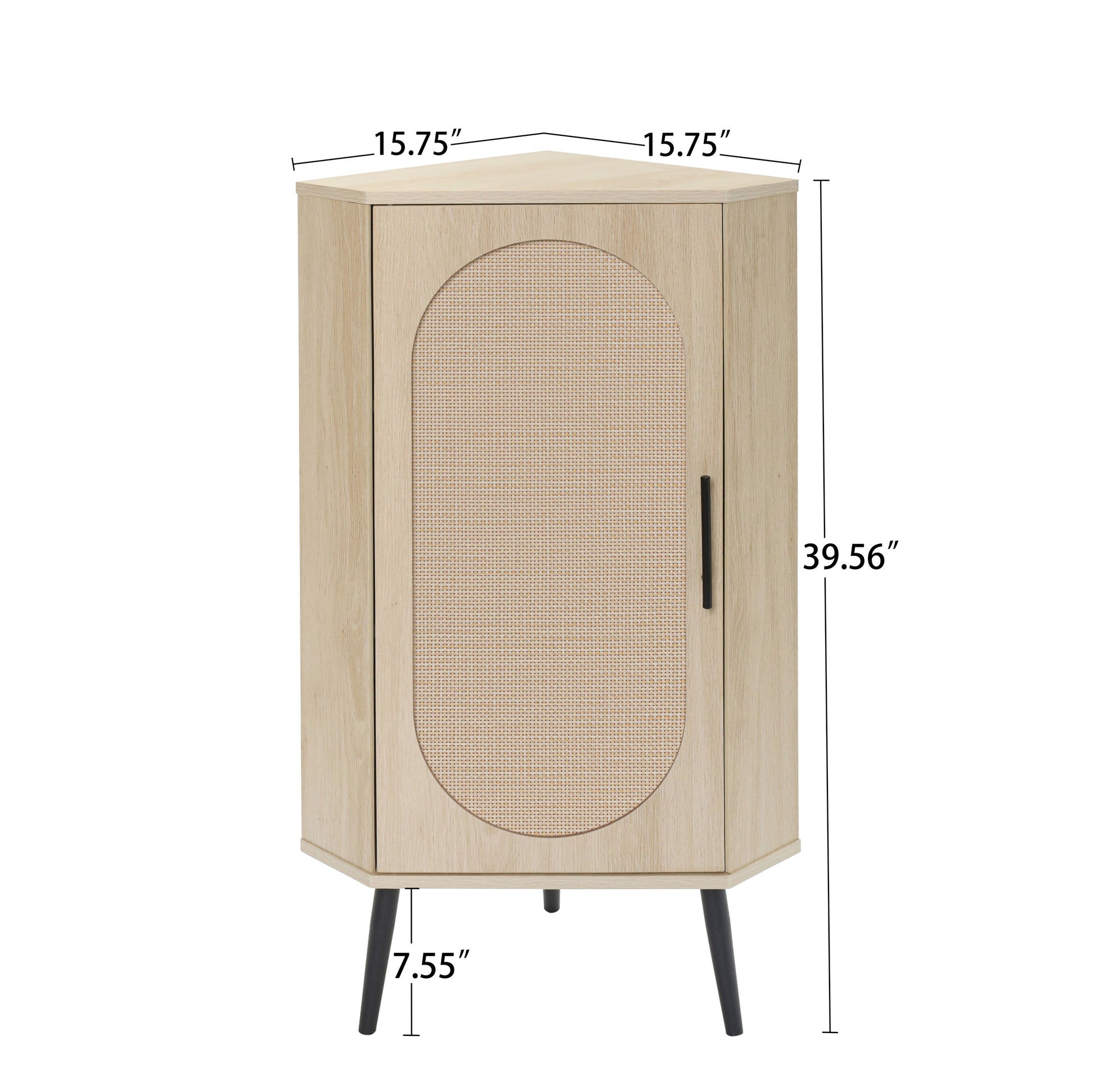 Allen Natural Finish Corner Cabinet with Rattan Fronts