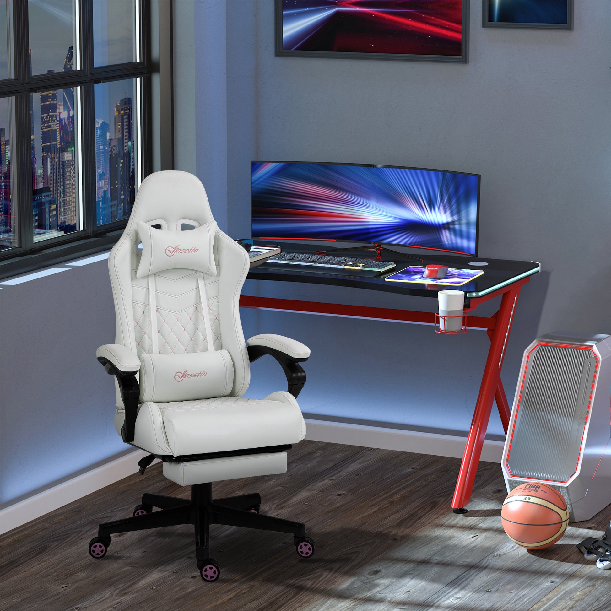 Sorrel PU Leather Gaming Chair, White