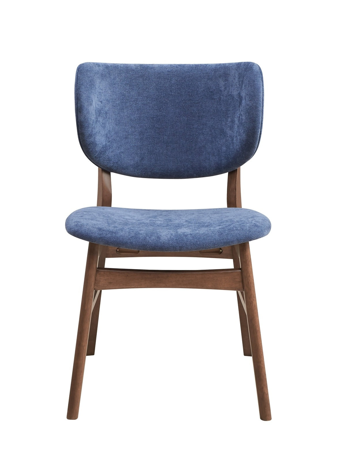 Blue and Walnut Padded Side Chair Set of 2