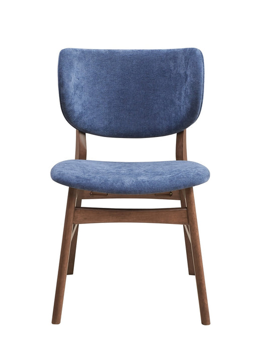 Blue and Walnut Padded Side Chair Set of 2