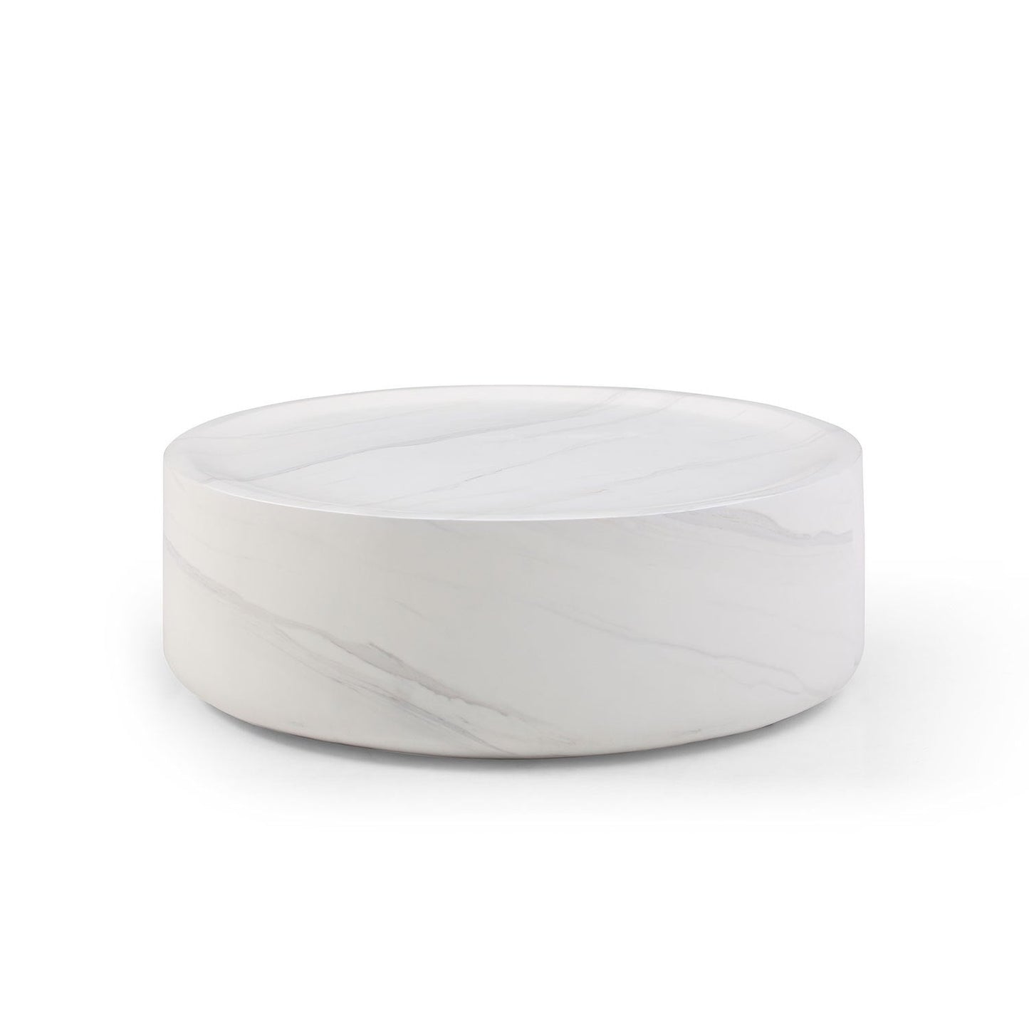 Ianthe 35.43'' Round Faux Marble Coffee Table, White