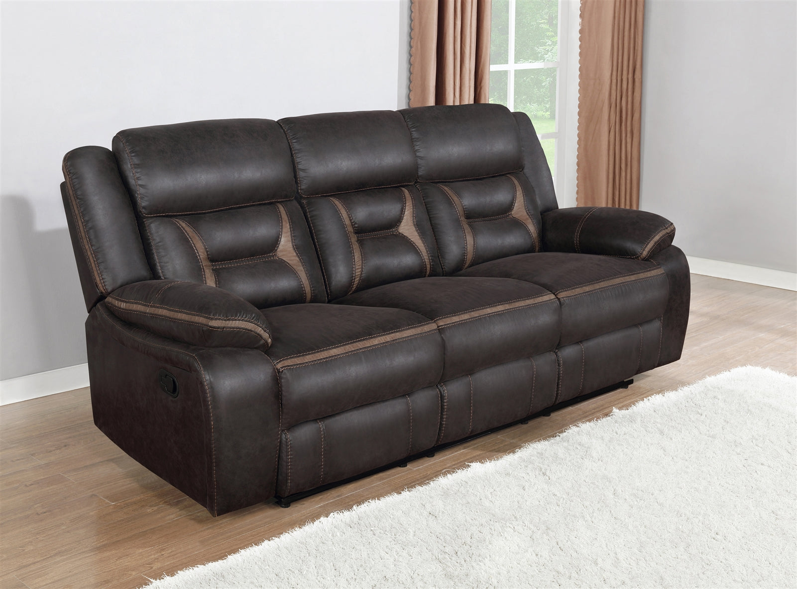 Greer Dark Brown Motion Sofa & Loveseat Set - Coaster 651354