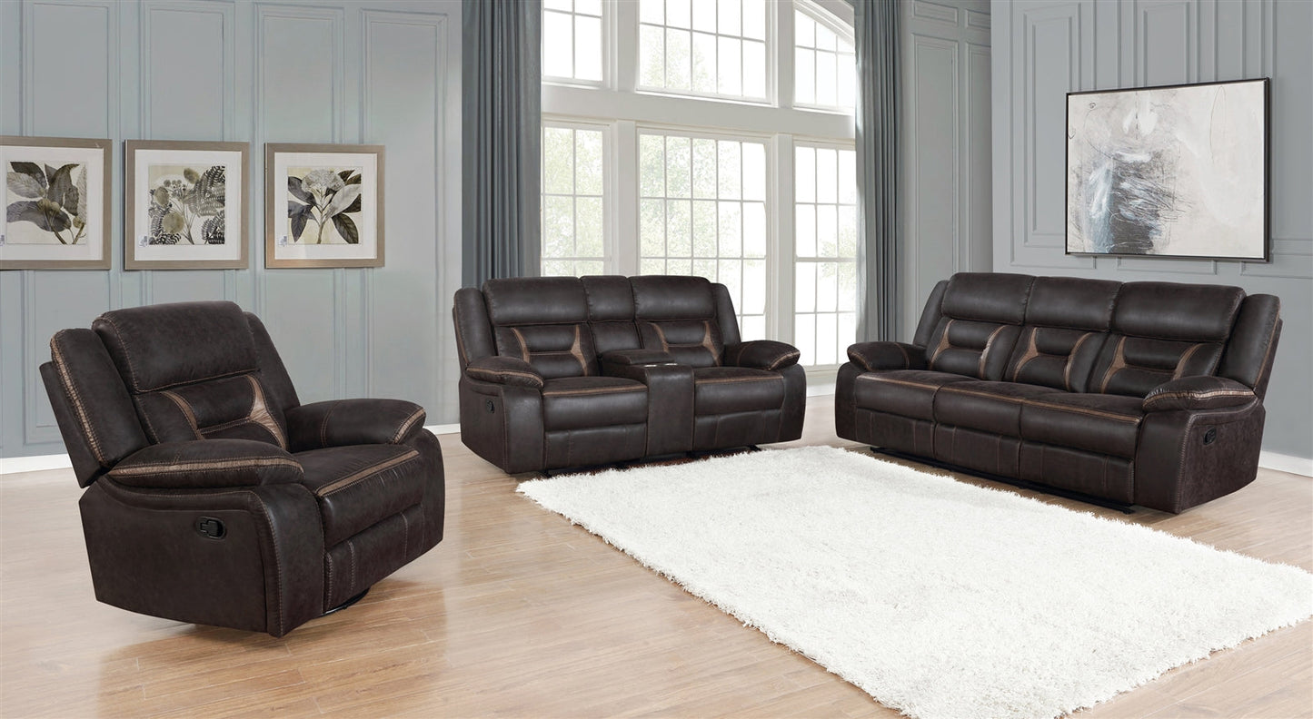 Greer Dark Brown Motion Sofa & Loveseat Set - Coaster 651354