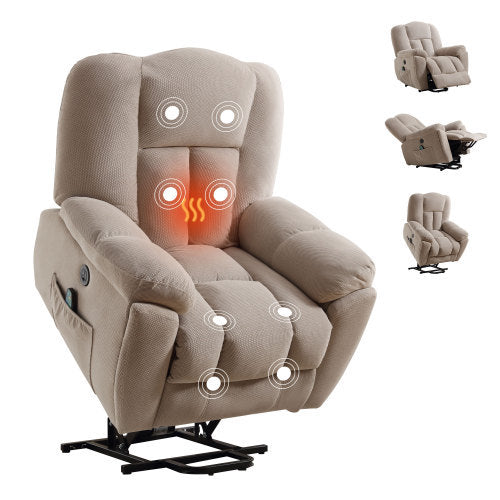 Yara Power Lift Recliner with Infinite Position, Heat, & Massage, Beige