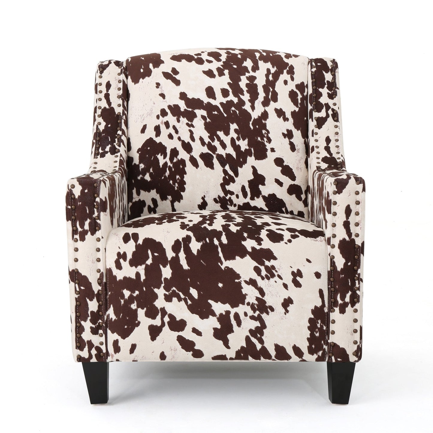 Ranger Velvet Studded Cow Pattern Arm Chair