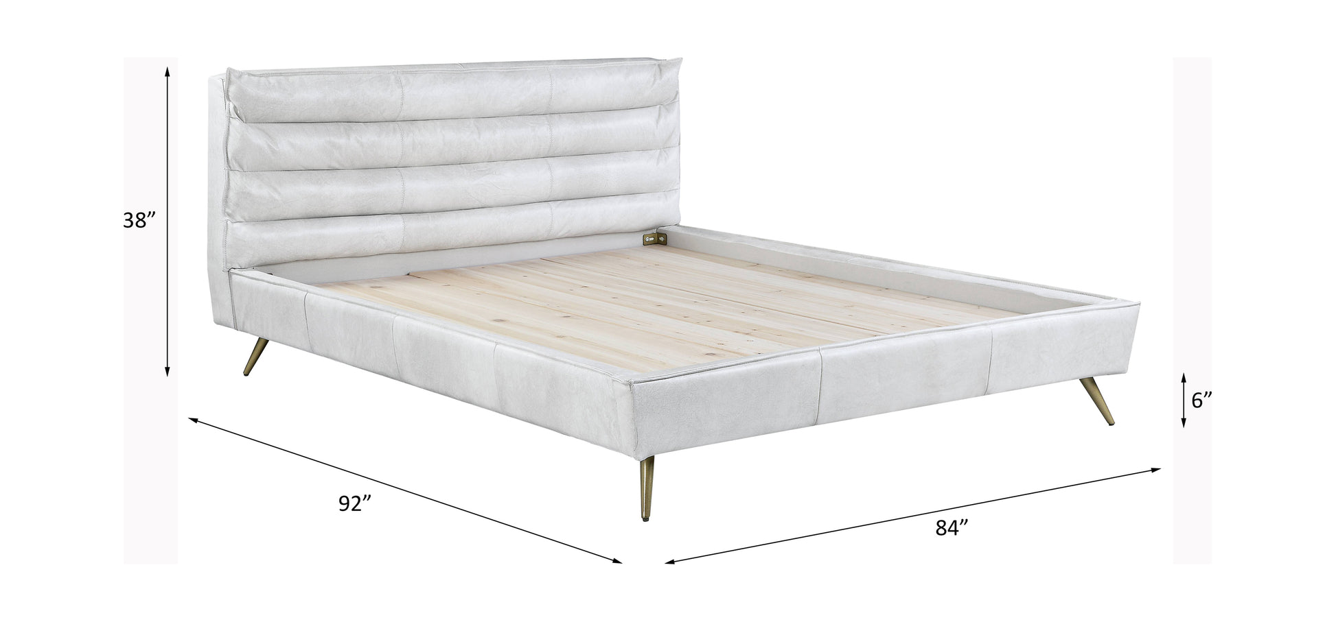 ACME Doris Eastern King Bed in Vintage White Top Grain Leather BD00564EK