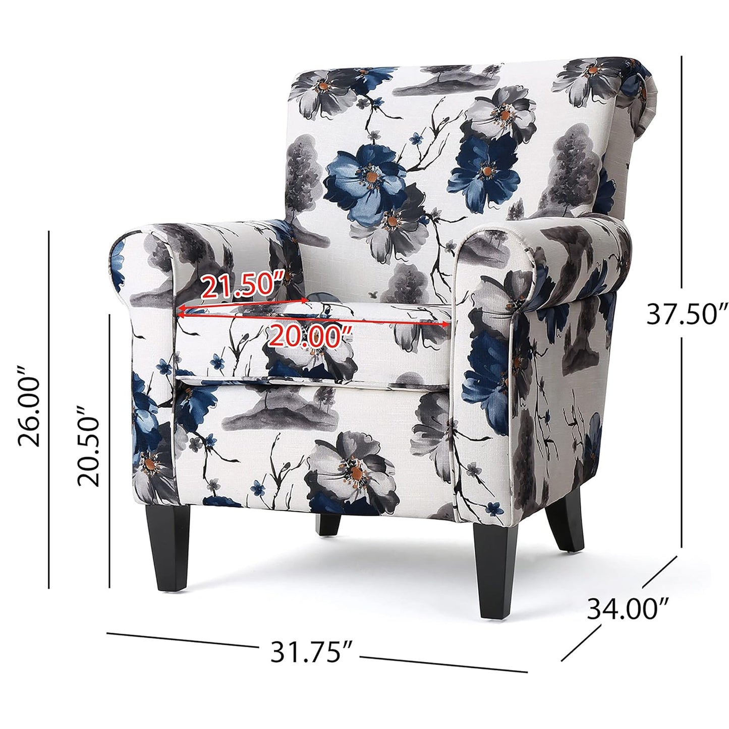 Tish Linen Arm Chair in Floral Design