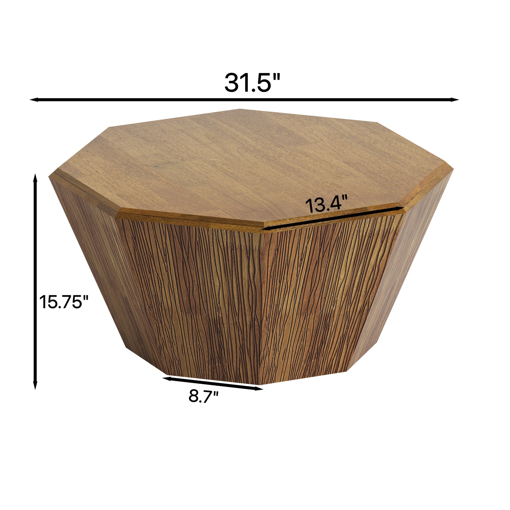 Normal 31.5" Octagonal Coffee Table, Natural