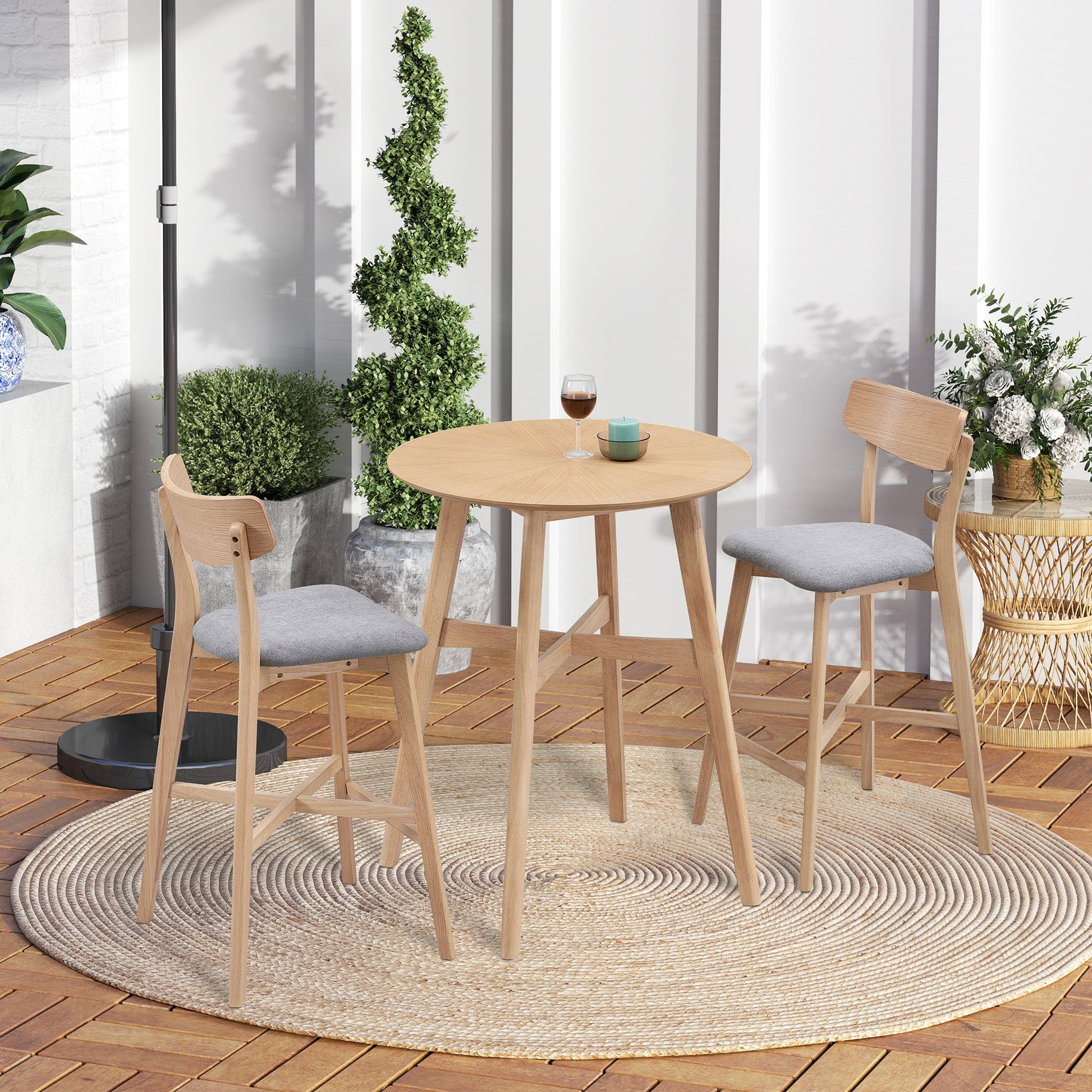 Gemma 31.5 Inch Oversize Round Bar Table, Oak