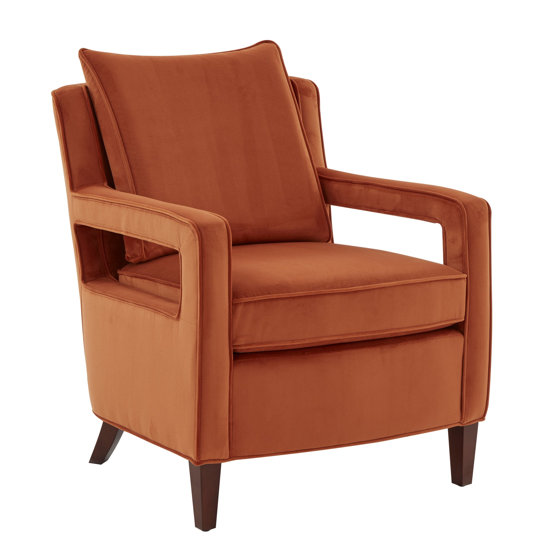 Alina Burnt Orange Velvet Accent Arm Chair