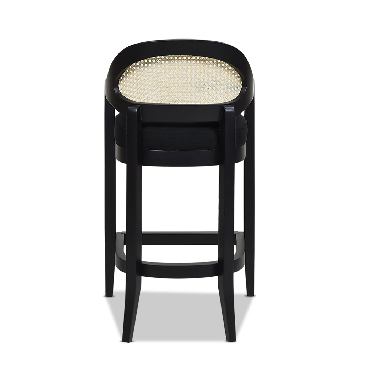 Faustine Mid-Century Modern 26' Cane Back Counter Stool, Jet Black Woven