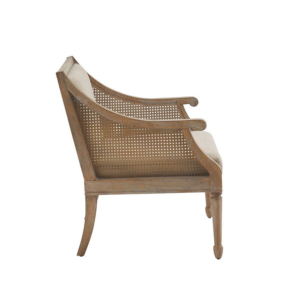 Edith Transitional Wooden Arm Chair with Cane Sides