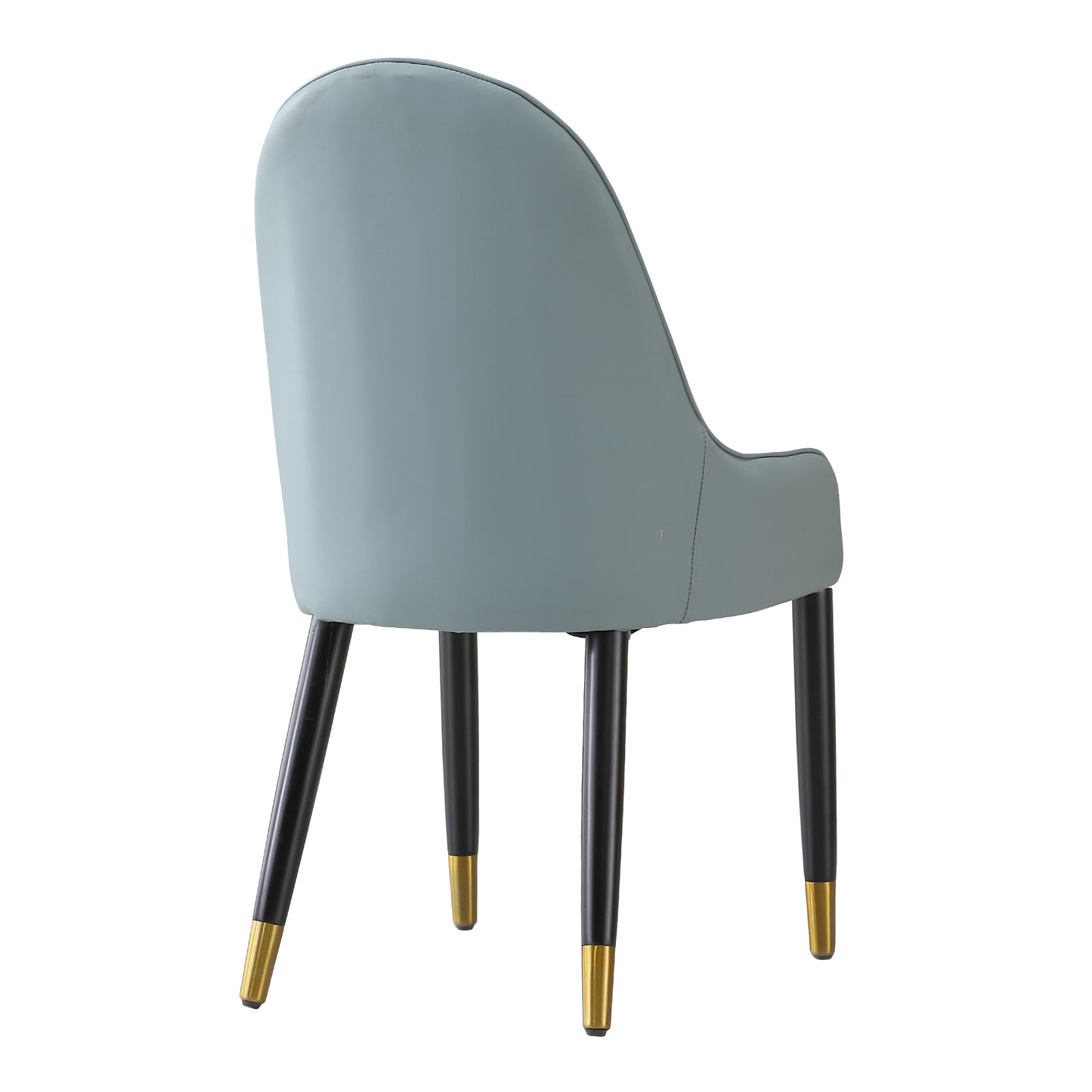 Zyra PU-Leather Side Chairs with Gold Tipped Metal Legs Set of 2 Blue & White