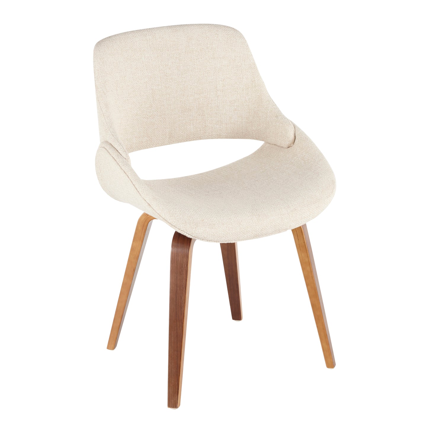 Fabrico Mid-Century Modern Dining/Accent Chair in Walnut and Cream Fabric by LumiSource - Set of 2