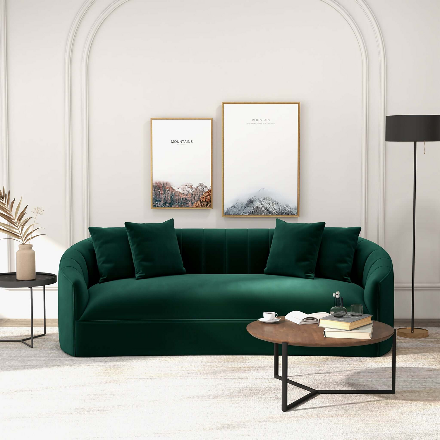 Kante Modern Green Velvet Upholstered Sofa