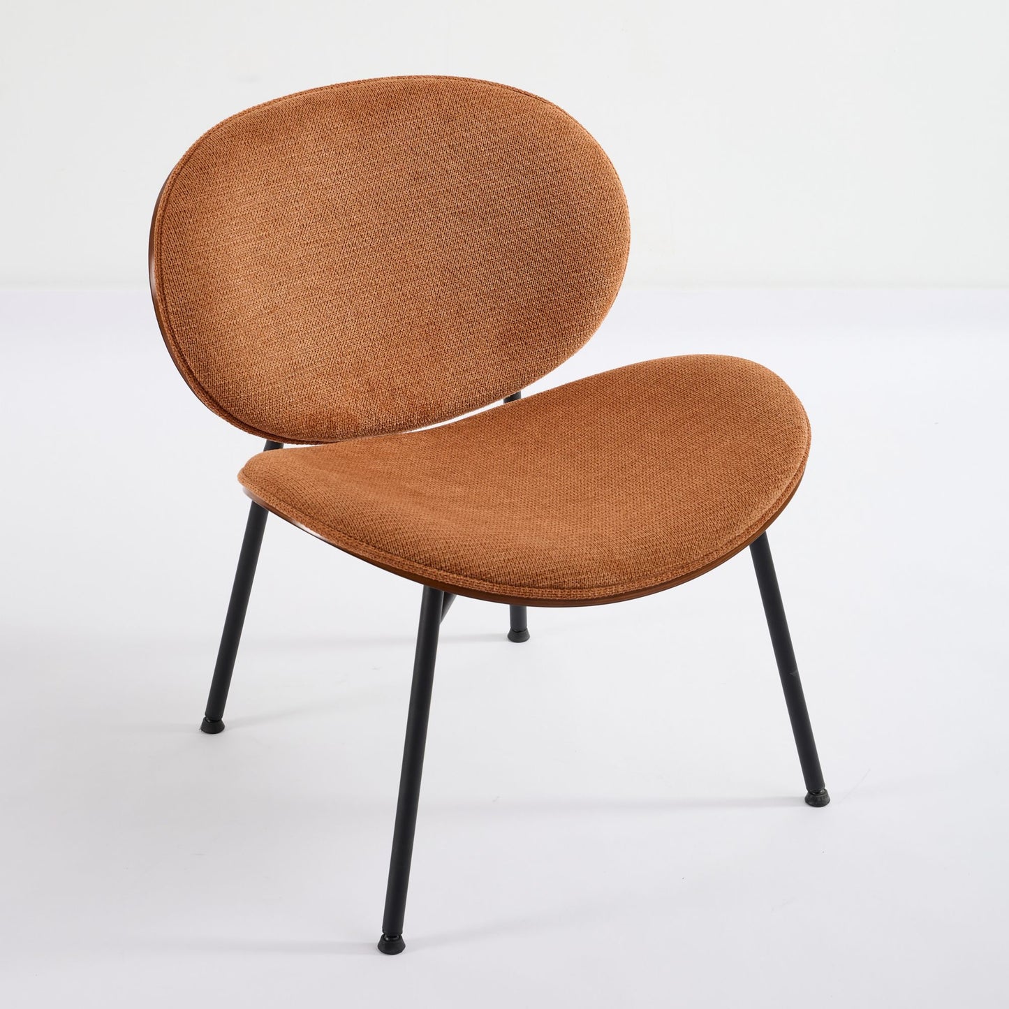 Weston Mid-Century Modern Shell Chair Side Chair, Orange & Walnut