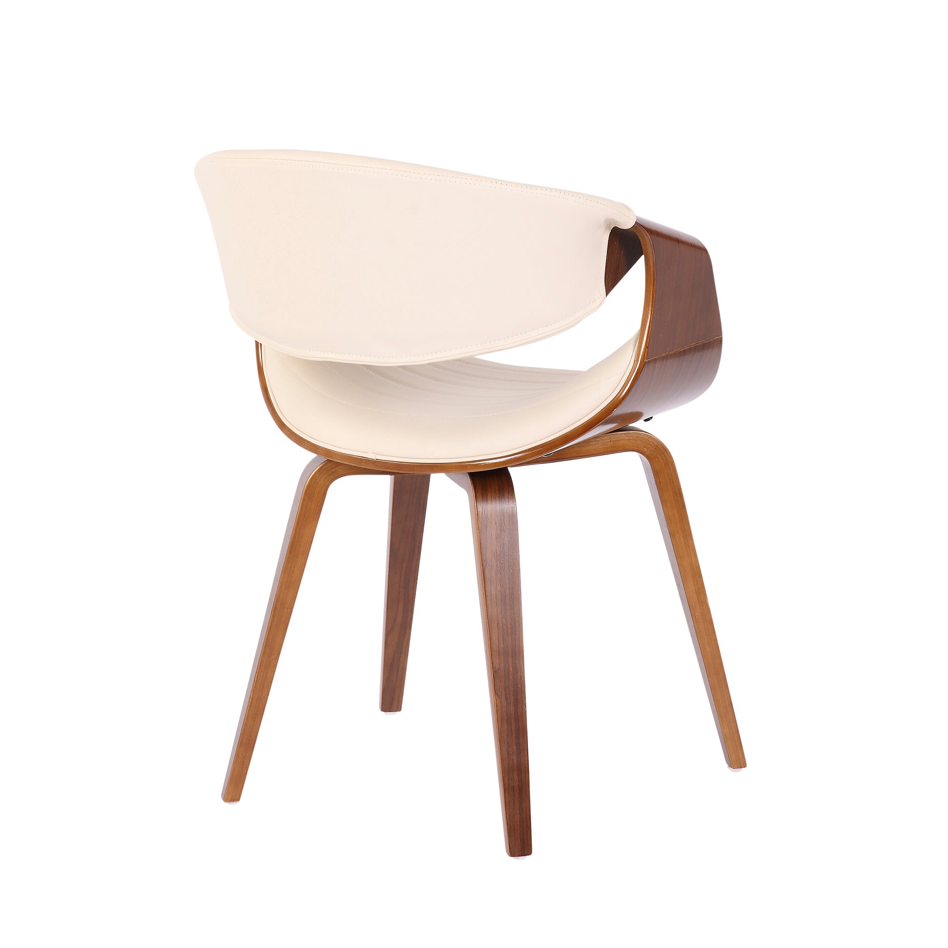 Symphony Mid-Century Modern Dining/Accent Chair in Walnut Wood and Cream Faux Leather by LumiSource