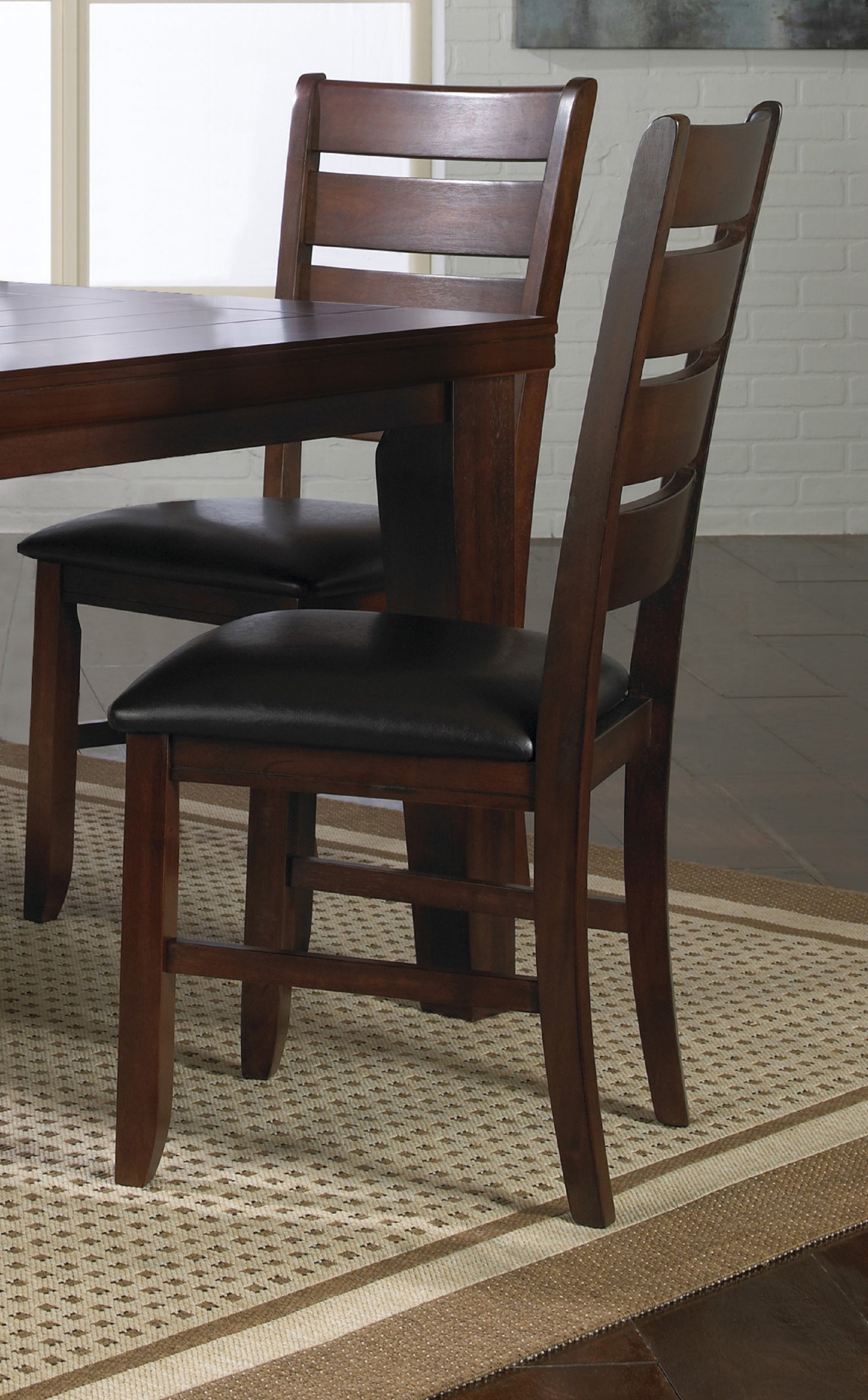 Hanson Transitional Solid Wood Side Chairs with Linen Padded Seats Set of 2 Brown