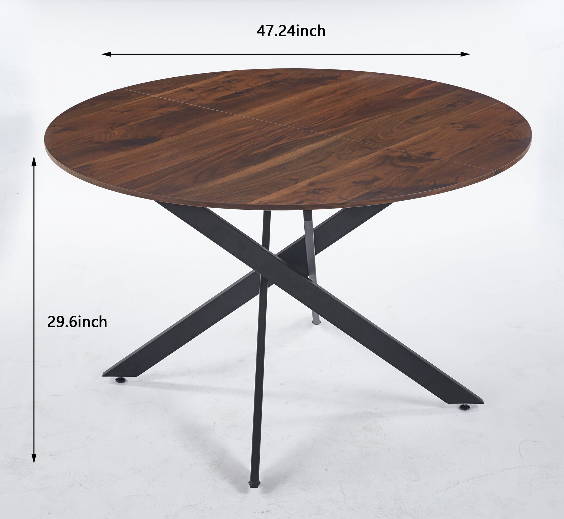 Keturah 47.2" Round Mid-Century Modern Dining Table, Brown