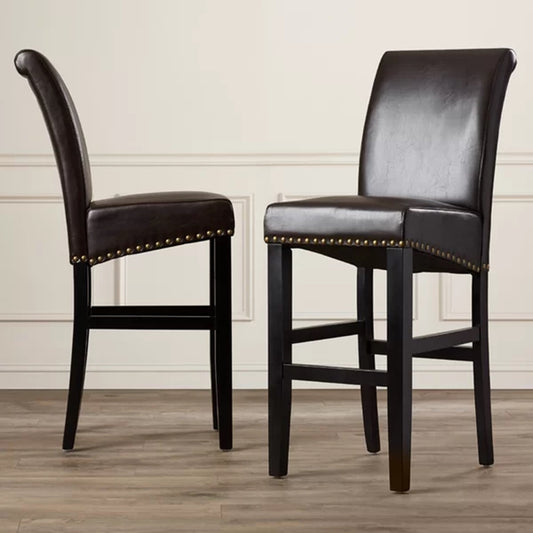 Elara Modern 30" Leather Bar Stool with Black Legs Set of 2 Brown