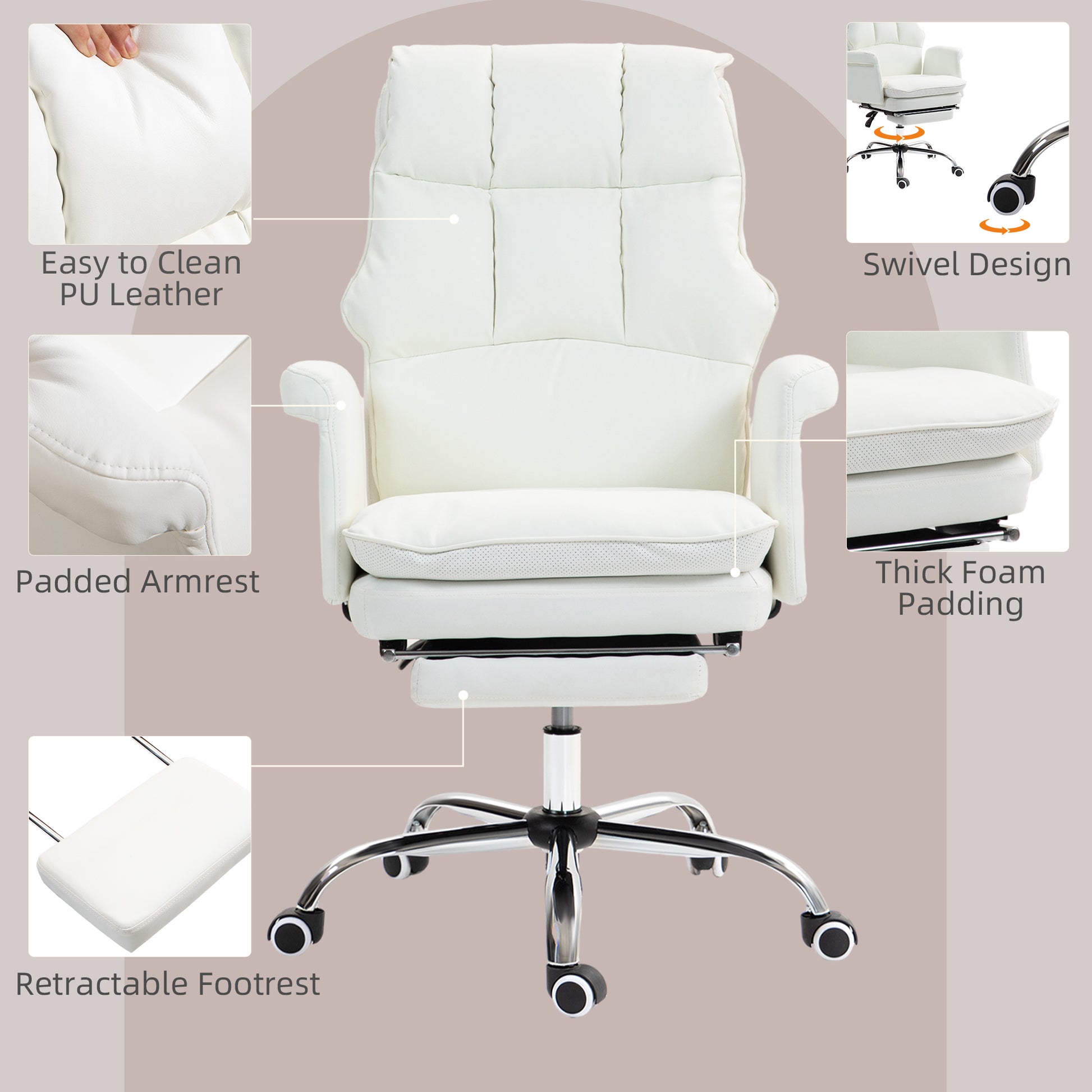 Alexandra PU Leather Executive Office Chair, White